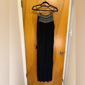 Amuse Society Black Maxi Dress with Silver Accents